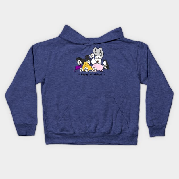 Happy Birthday from these Cute Animals Kids Hoodie by ellenhenryart